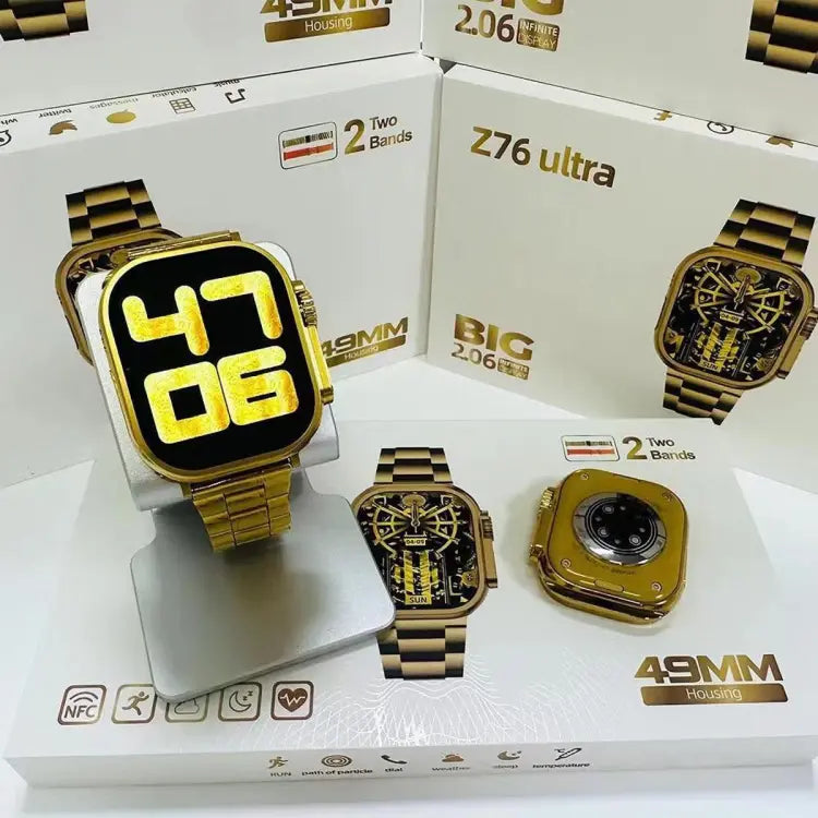 Z76 Ultra Smart Watch – Gold Edition With 2 Straps